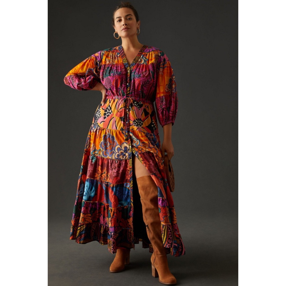 FARM RIO for ANTHROPOLOGIE Button Front Maxi Dress Size 2X